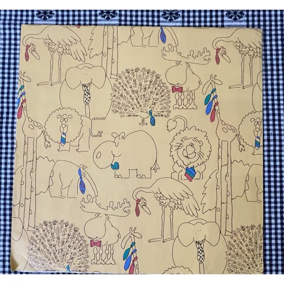Vintage Gift Wrap Circus Clowns & Animals in Ties Yellow 80s Moose Peacock Paper - Picture 5 of 11
